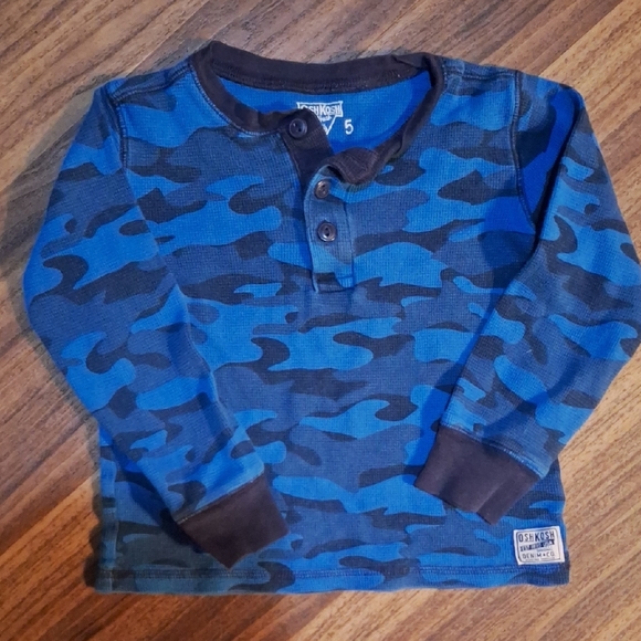 💥Buy2Get1Free💥OshKosh B'gosh Blue Camo Kids Henley Shirt - Picture 1 of 1
